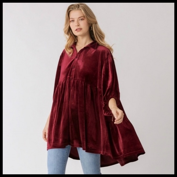 Umgee Full Size Twill Button Down Fringe Back Detail Shacket with Chest Pockets Plus Size